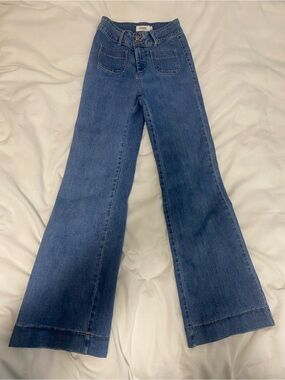 High-Rise Stretchy Dark Blue Flare Jeans